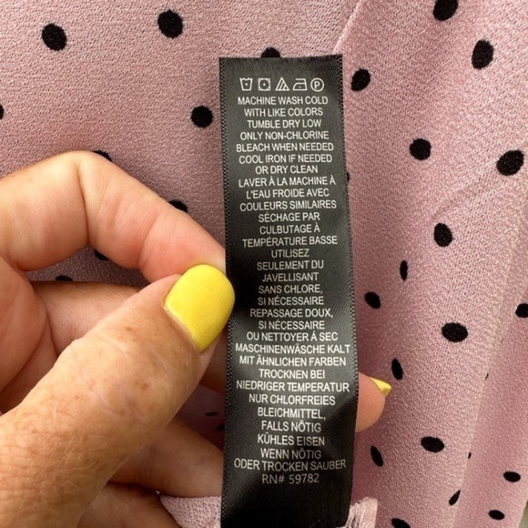 ADRIANNA PAPELL Blush Black Polka Dot V-Neck 3/4 Puff Sleeve Top - Picture 13 of 13